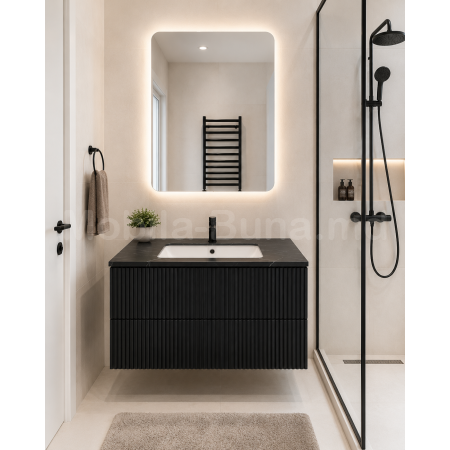 Set mobilier baie suspendat 60 cm cu oglindă LED A-22